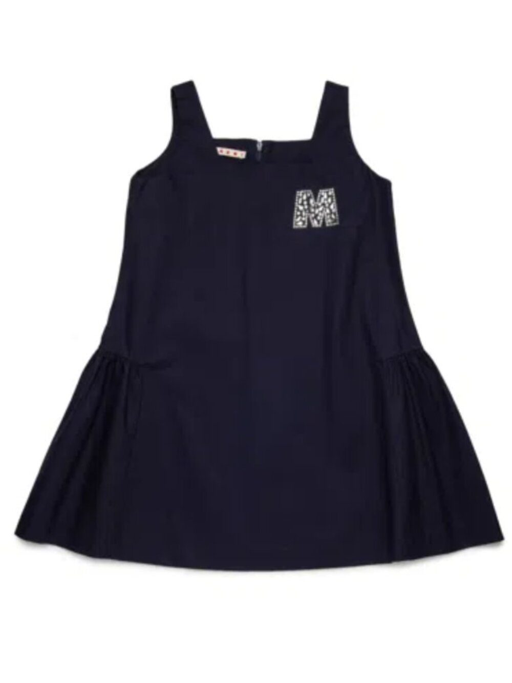 MARNI Kids' Gabardine Dress Branded With Rhinestones Logo In Blue
